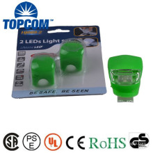 Wrap-Around Band LED Bike Lights - Front & Rear - 2 Super-Bright LED - Lithium Wafer Batteries Included